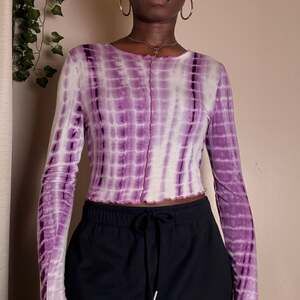 Purple Tye Dye Long Sleeve Crop Top
